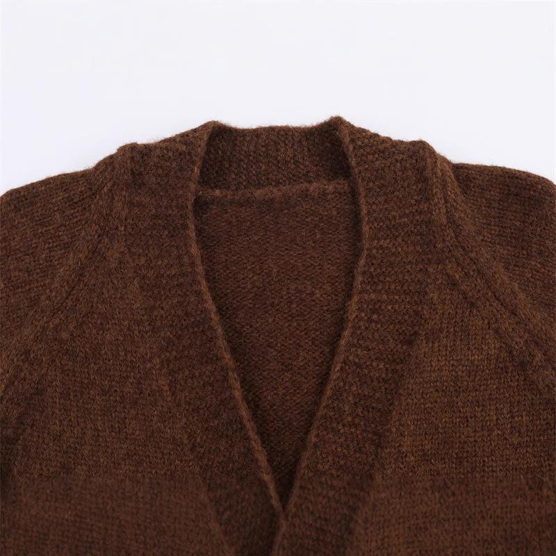 Damen Lange Strickjacke mit eleganter Knopfleiste und weichfließendem Material R&B