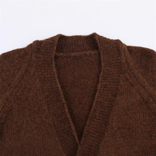 Damen Lange Strickjacke mit eleganter Knopfleiste und weichfließendem Material R&B
