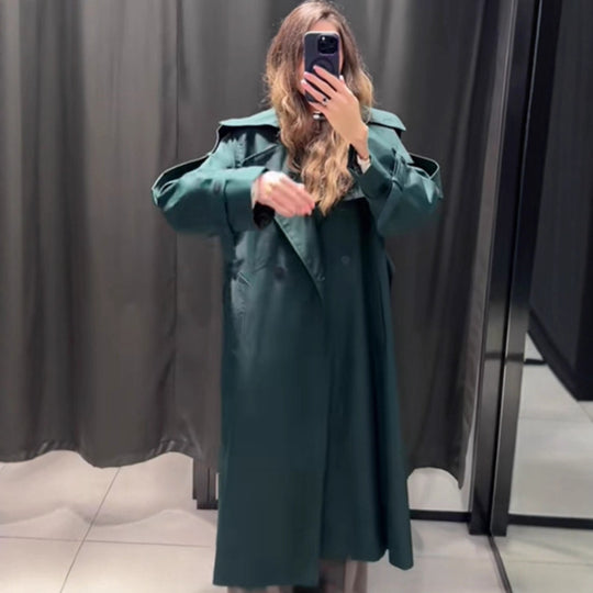 Damen Trenchcoat mit modernen Details und breitem Revers R&B