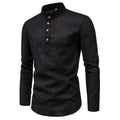 Herren Langarmhemd mit Henley-Ausschnitt und dekorativer Knopfleiste R&B
