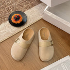 Damen Clogs aus hochwertigem Wildleder mit modischem Schnallenverschluss R&B