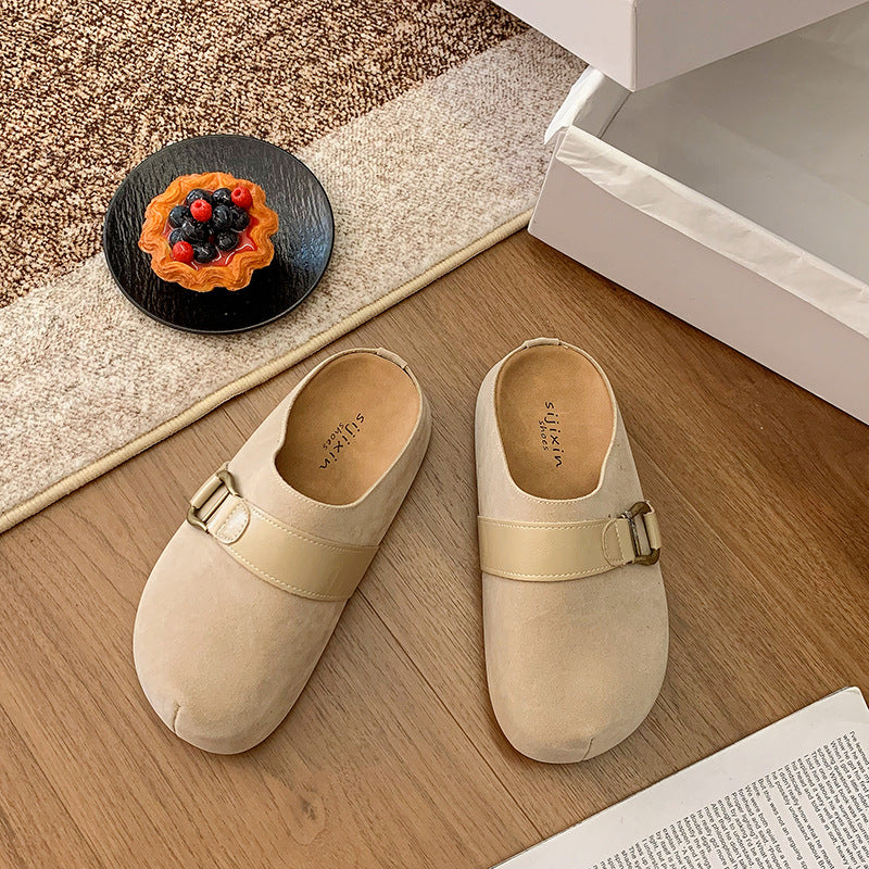 Damen Clogs aus hochwertigem Wildleder mit modischem Schnallenverschluss R&B