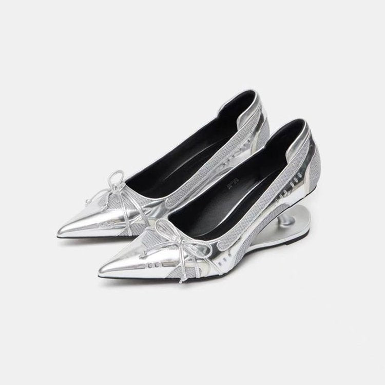 Damen elegante Slingback-Ballerinas mit raffinierter Schleifenapplikation und komfortablem Fußbett R&B