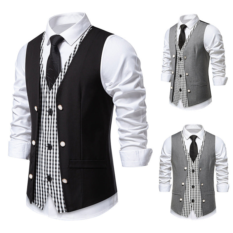 Herren elegante Weste mit kariertem Innenfutter R&B
