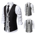 Herren elegante Weste mit kariertem Innenfutter R&B