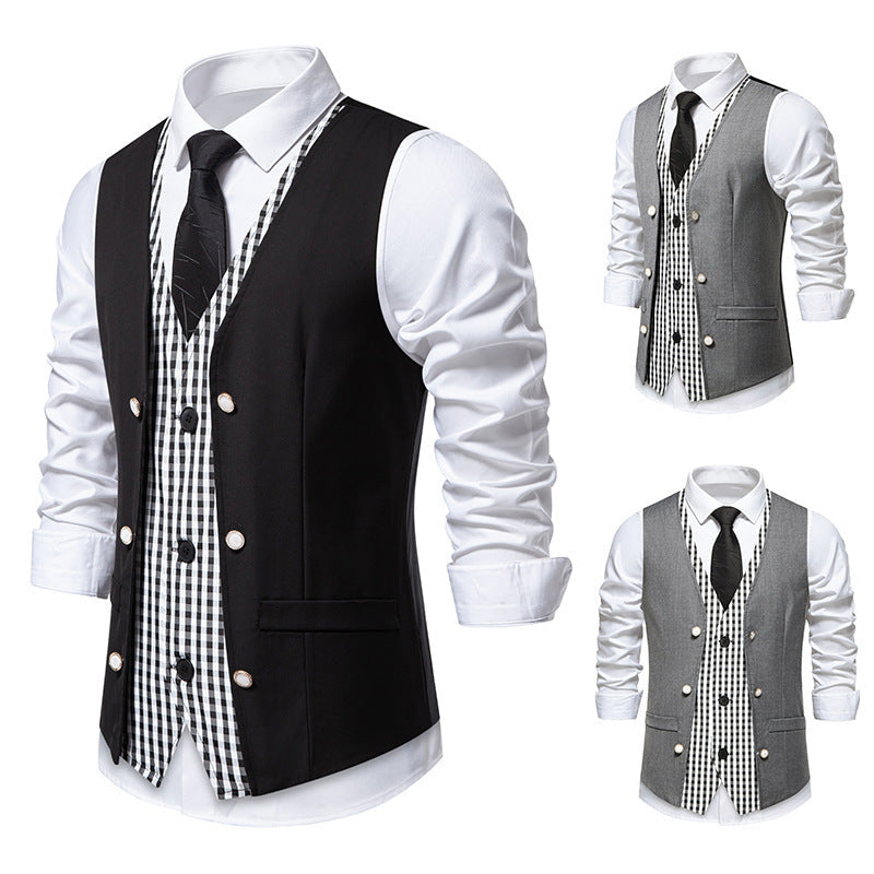 Herren elegante Weste mit kariertem Innenfutter R&B