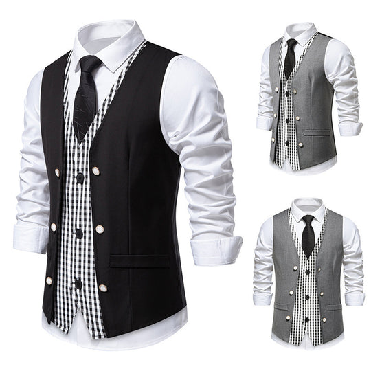 Herren elegante Weste mit kariertem Innenfutter R&B