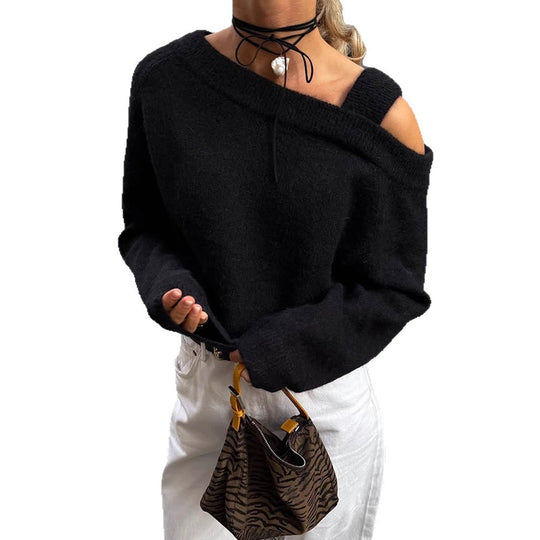 Damen Oversized Strickpullover mit Cut-Out-Ärmeln R&B