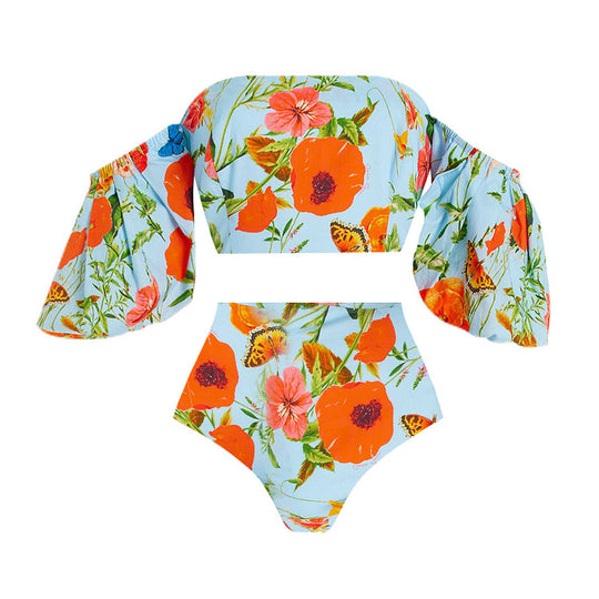 Damen Badeanzug- und Rock-Set mit floralem Design R&B
