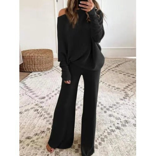 Damen Kuscheliges Lounge-Set mit weitem Schnitt und Off-Shoulder-Design R&B