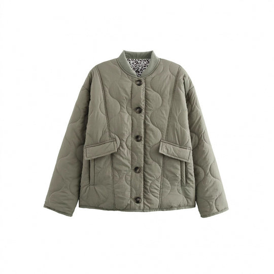 Damen gesteppte Oversize-Jacke mit praktischen Taschen und sportivem Design R&B