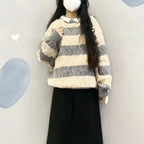 Damen Modischer Strickpullover mit strukturiertem Wellenmuster R&B