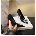 Damen elegante Stiletto-Pumps mit funkelnden Strassverzierungen R&B