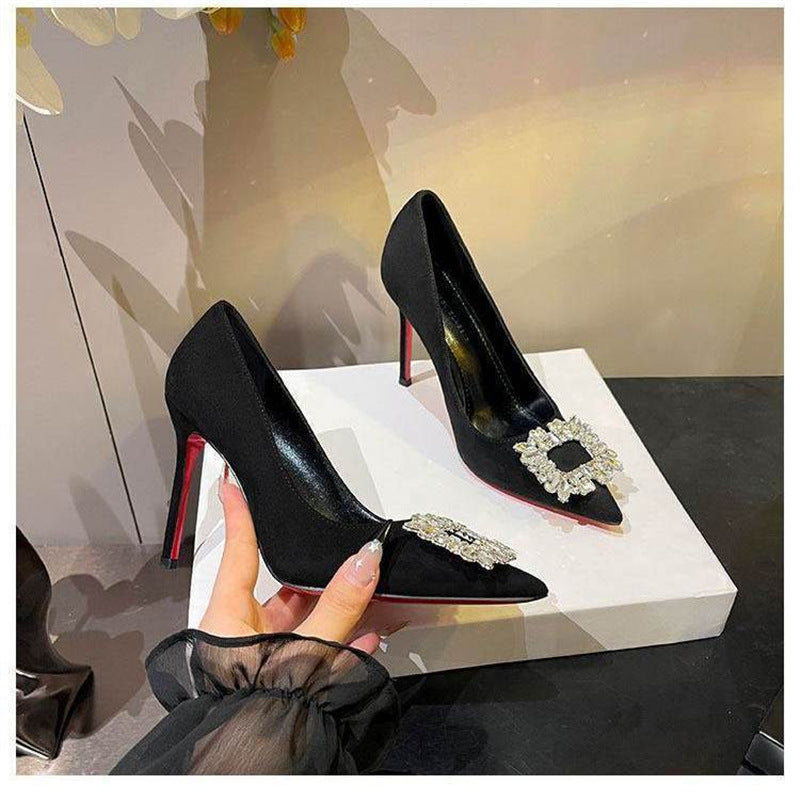 Damen elegante Stiletto-Pumps mit funkelnden Strassverzierungen R&B