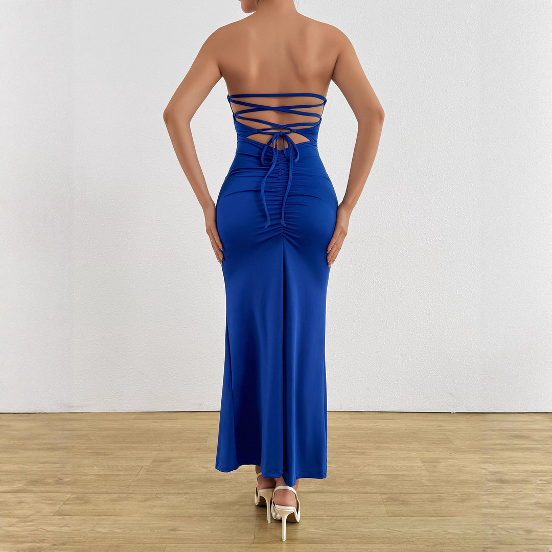 Damen Elegantes trägerloses Maxikleid mit raffiniertem Schlüssel-Ausschnitt und figurformendem Schnitt R&B