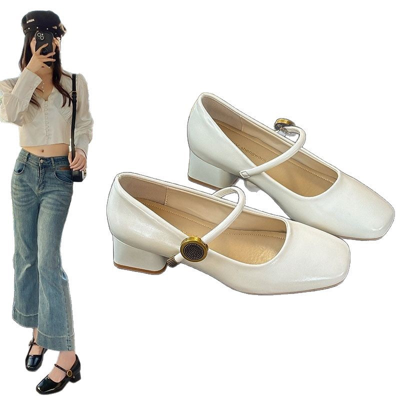 Damen stilvolle Mary Jane Schuhe mit Beschichtung und Blockabsatz R&B