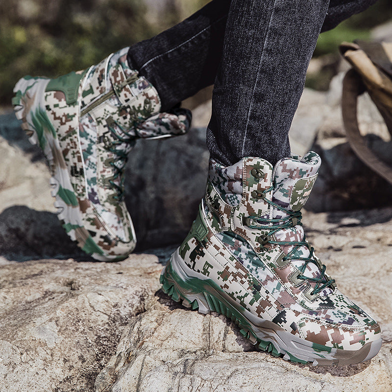 Herren Tactical Wanderstiefel mit hohem Knöchelschutz und rutschfester Sohle R&B
