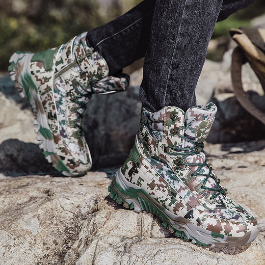 Herren Tactical Wanderstiefel mit hohem Knöchelschutz und rutschfester Sohle R&B