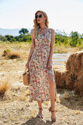 Damen Maxikleid mit floralem Muster und seitlichem Schlitz R&B