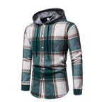 Herren Karo-Hemd mit Kapuze und Button-Down-Verschluss