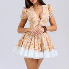 Damen Verspieltes Blütenkleid mit Puffärmeln und Tüll-Unterrock R&B