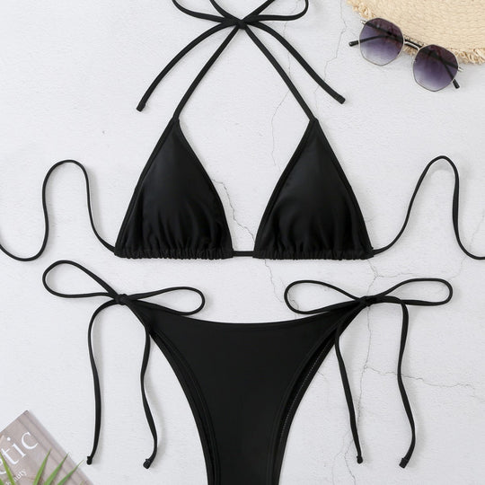 Damen Triangel-Bikini-Set mit verstellbaren Trägern und hohem Beinausschnitt R&B
