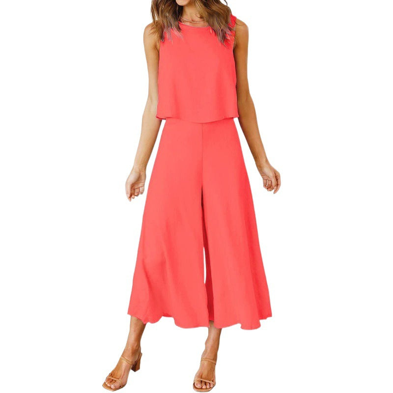 Damen Jumpsuit mit fließendem Schnitt und weitem Bein R&B
