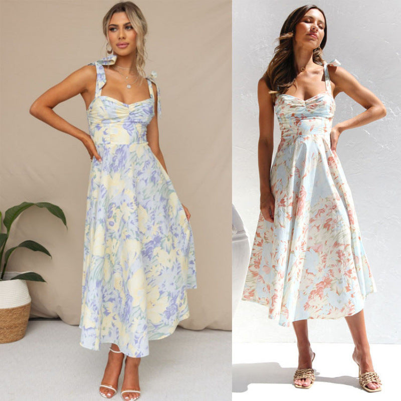 Damen Sommerliches Maxikleid mit verstellbaren Trägern und Raffungen R&B