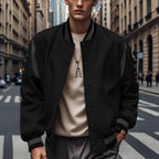 Herren Sportliche Collegejacke mit kontrastrierenden Ärmeln und Knopfdetails R&B