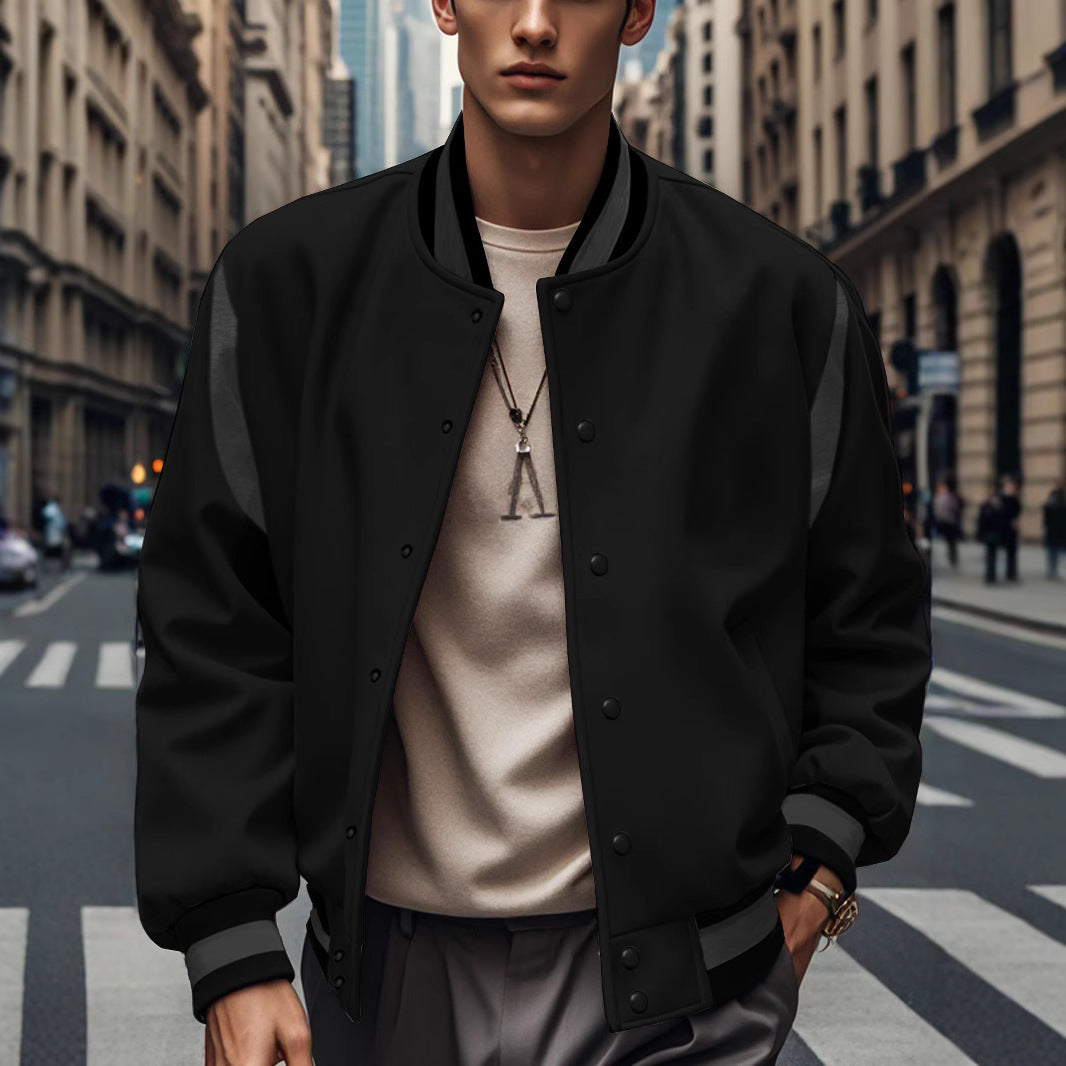 Herren Sportliche Collegejacke mit kontrastrierenden Ärmeln und Knopfdetails R&B