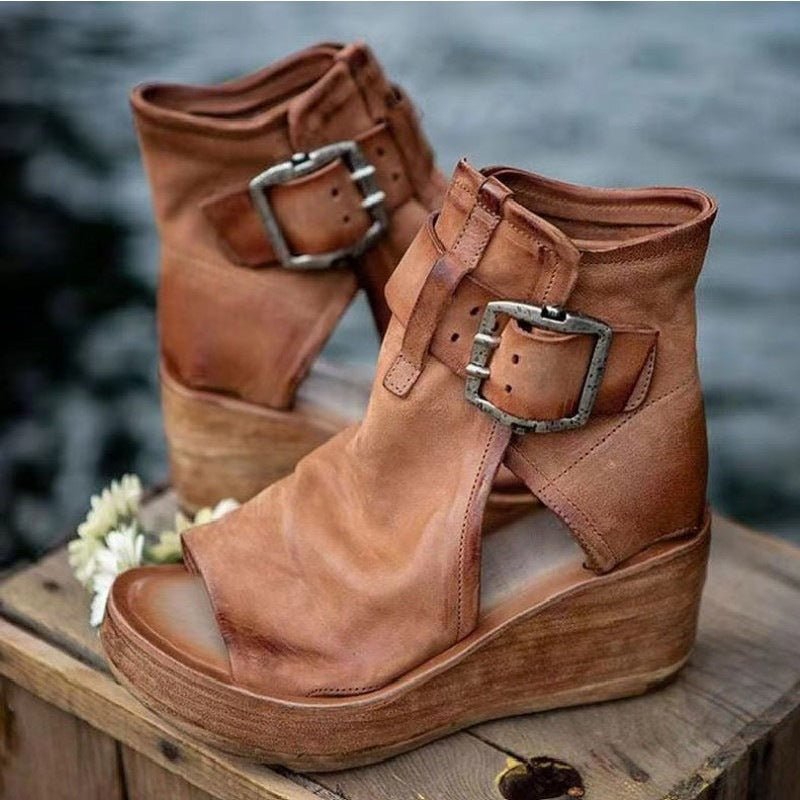 Damen Wedge-Stiefel mit modischem Buckle-Design R&B
