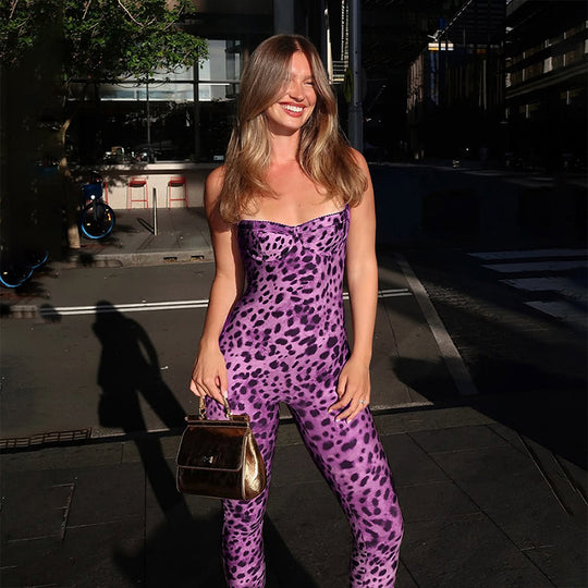Damen Jumpsuit mit raffiniertem Schlangenhaut-Design und figurbetontem Schnitt R&B