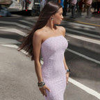 Damen Figurbetontes Bandeau-Maxikleid aus elastischem Material R&B