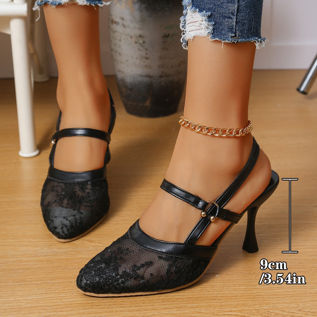 Damen Slingback Pumps mit eleganter Verzierung