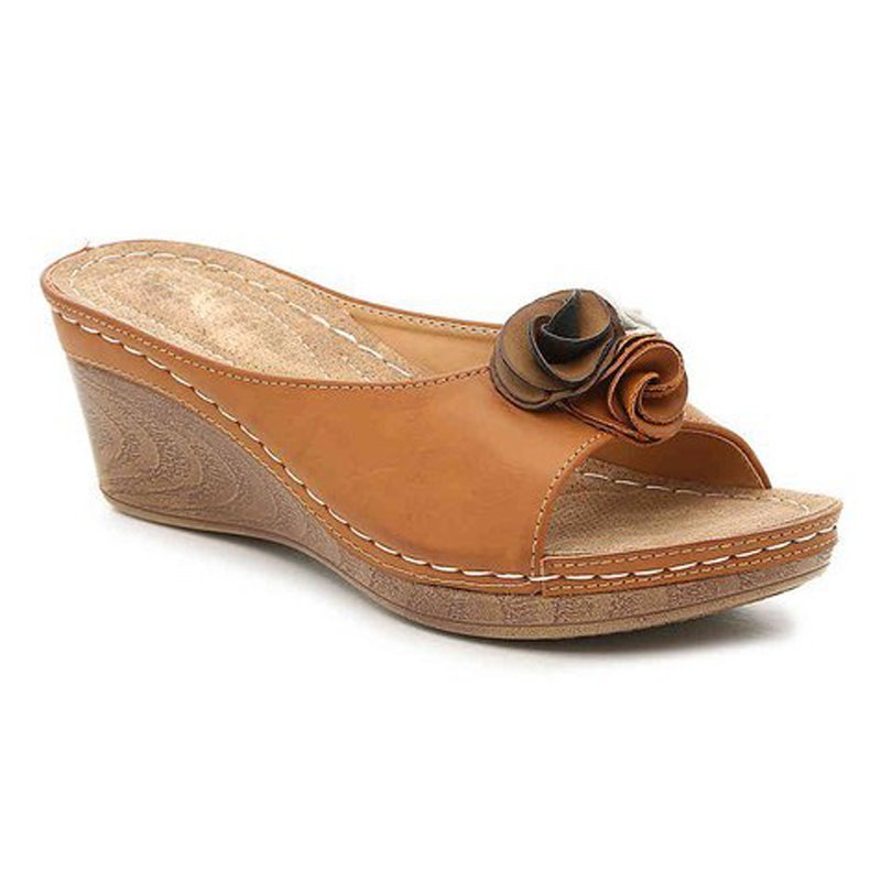 Damen Bequeme Keil-Sandalen mit dekorativem Blumenapplikation