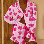 Damen Schlafanzug-Set mit Erdbeer-Design
