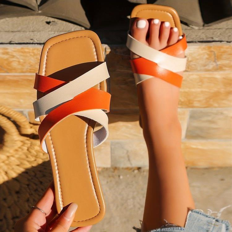 Damen flache Riemchen-Sandalen mit minimalistischem Design R&B
