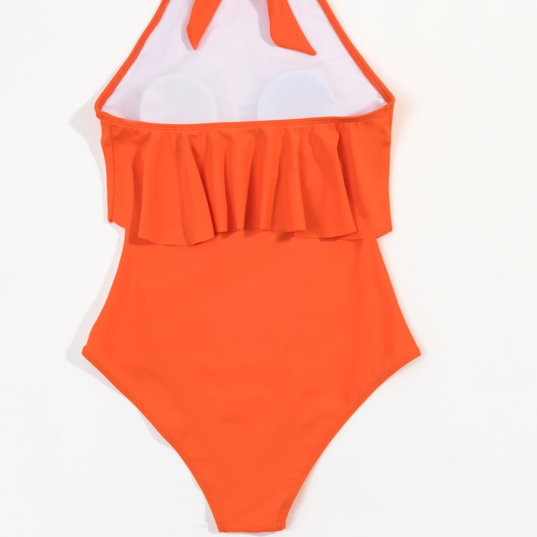 Damen Eleganter Einteiler-Badeanzug mit fließendem Überrock R&B