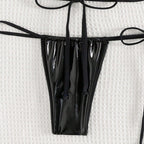 Damen sexy Triangel-Bikini-Set mit verstellbaren Trägern und modischem Ringdetail R&B