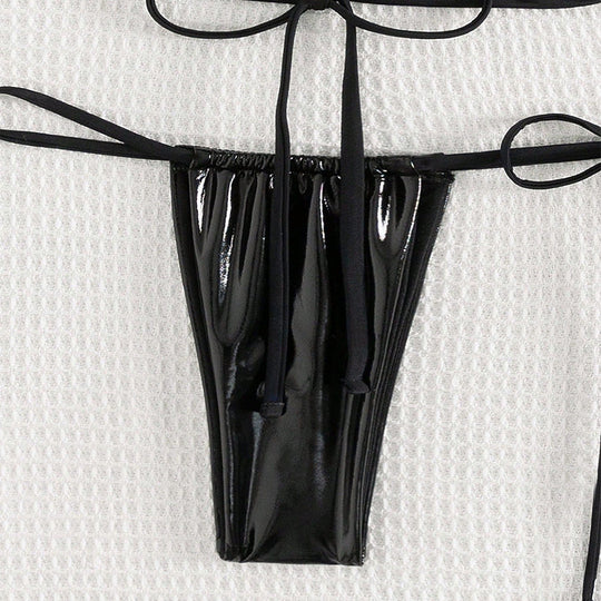 Damen sexy Triangel-Bikini-Set mit verstellbaren Trägern und modischem Ringdetail R&B