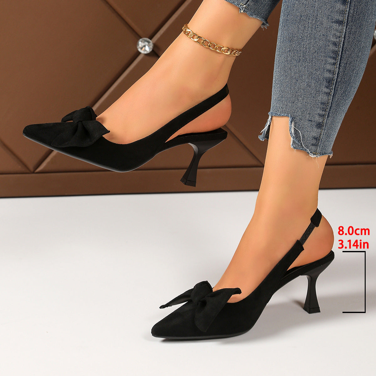 Damen Slingback Pumps mit modischem Schleifen-Detail und elegantem Absatz EB