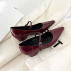 Damen elegante Slingback-Ballerinas mit modischem Riemen und spitzem Fußteil R&B