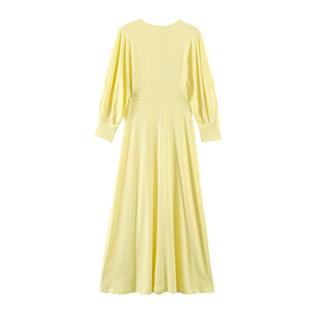 Damen Baumwolle Maxikleid mit langen Ärmeln R&B