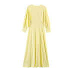 Damen Baumwolle Maxikleid mit langen Ärmeln R&B