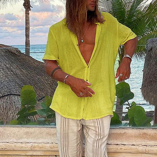 Herren Leichtes Sommertreffen Hemd mit kurzem Arm R&B