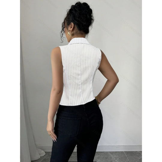 Damen Hemdbluse mit schmalen Streifen und Knopfleiste R&B