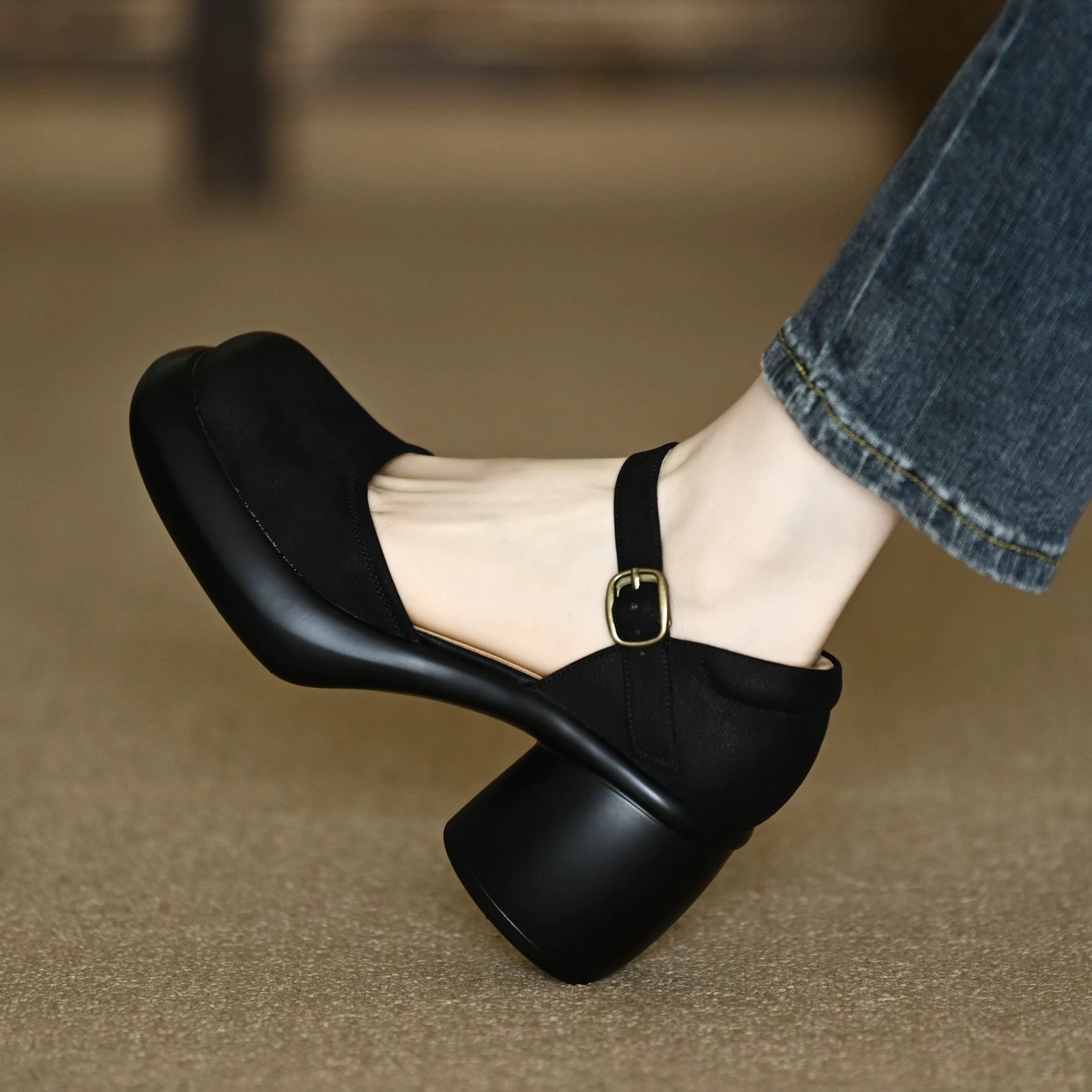 Damen modische Blockabsatz Schuhe