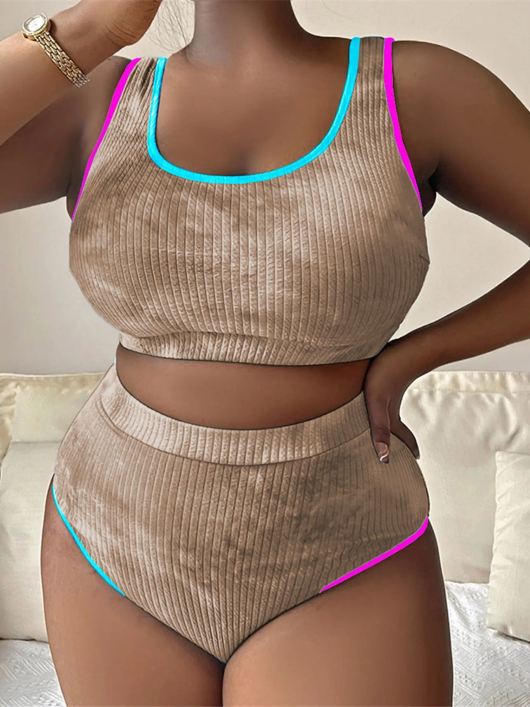 Damen Sportiv geschnittenes Bikini-Set R&B