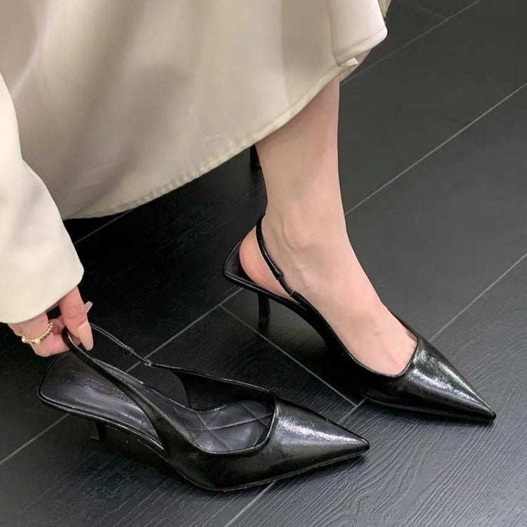 Damen Slingback Pumps aus hochwertigem Metallic-Leder R&B