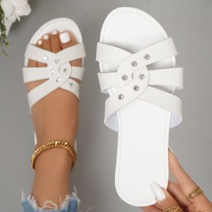 Damen modische Riemchensandalen mit glamourösen Schmuckdetails R&B